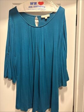 Suzanne Betro Teal Pleated Swing Tunic